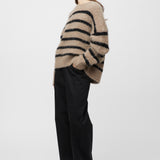 Mountain Oversized Furry Jumper Black Brown Stripe