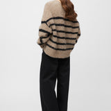 Mountain Oversized Furry Jumper Black Brown Stripe