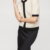 Toulouse Cardigan Tee Buttermilk Black