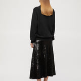 Bias Cut Sequin Skirt Jet Black