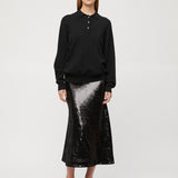 Bias Cut Sequin Skirt Jet Black