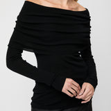 Off Shoulder Knit Top Jet Black