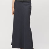 Tailored Bias Cut Maxi Skirt Charcoal Grey