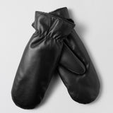 Francoise Leather Mittens Jet Black