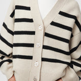 Mooring Cardigan Black Barley Stripe