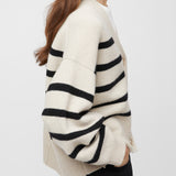 Mooring Cardigan Black Barley Stripe