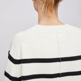 Bayside V-Neck Sweater Cream Black Stripe