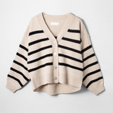 Mooring Cardigan Black Barley Stripe