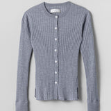 Yugen Round Neck Cardigan Gray Melange