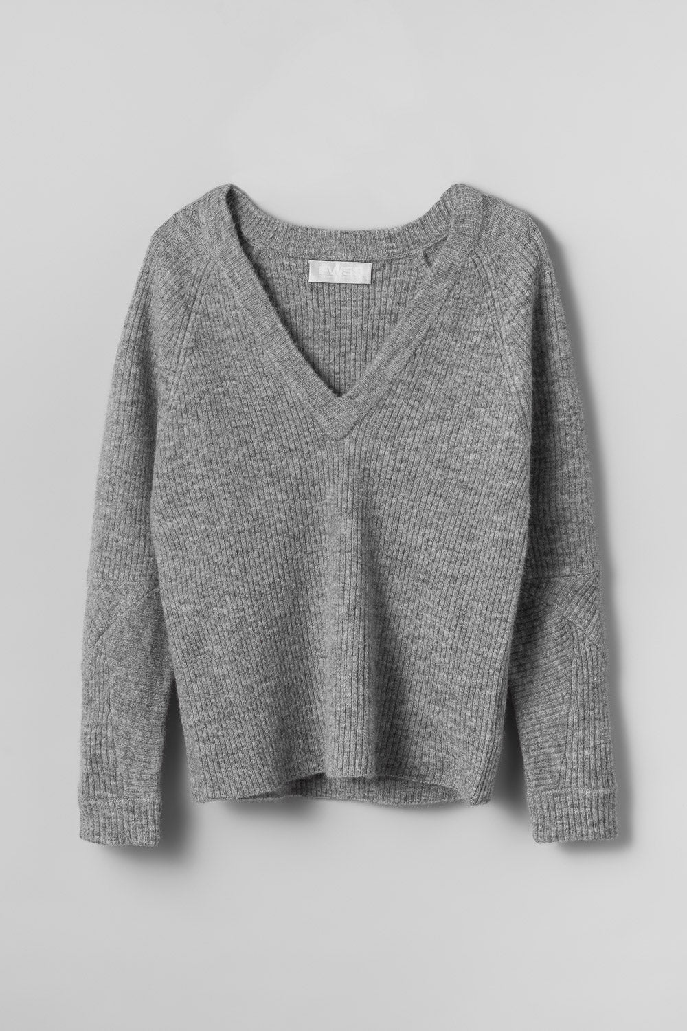 Light grey v deals neck jumper