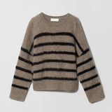 Mountain Oversized Furry Jumper Black Brown Stripe