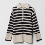 Marine Fisherman Zip Up Navy Stripe