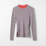 Red Poppy Mock Neck Top Brown Marl