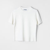 White Calico Knit Tee Papyrus