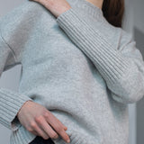 Pink Sweet Peas Mock Neck Jumper Aegean Blue Marl