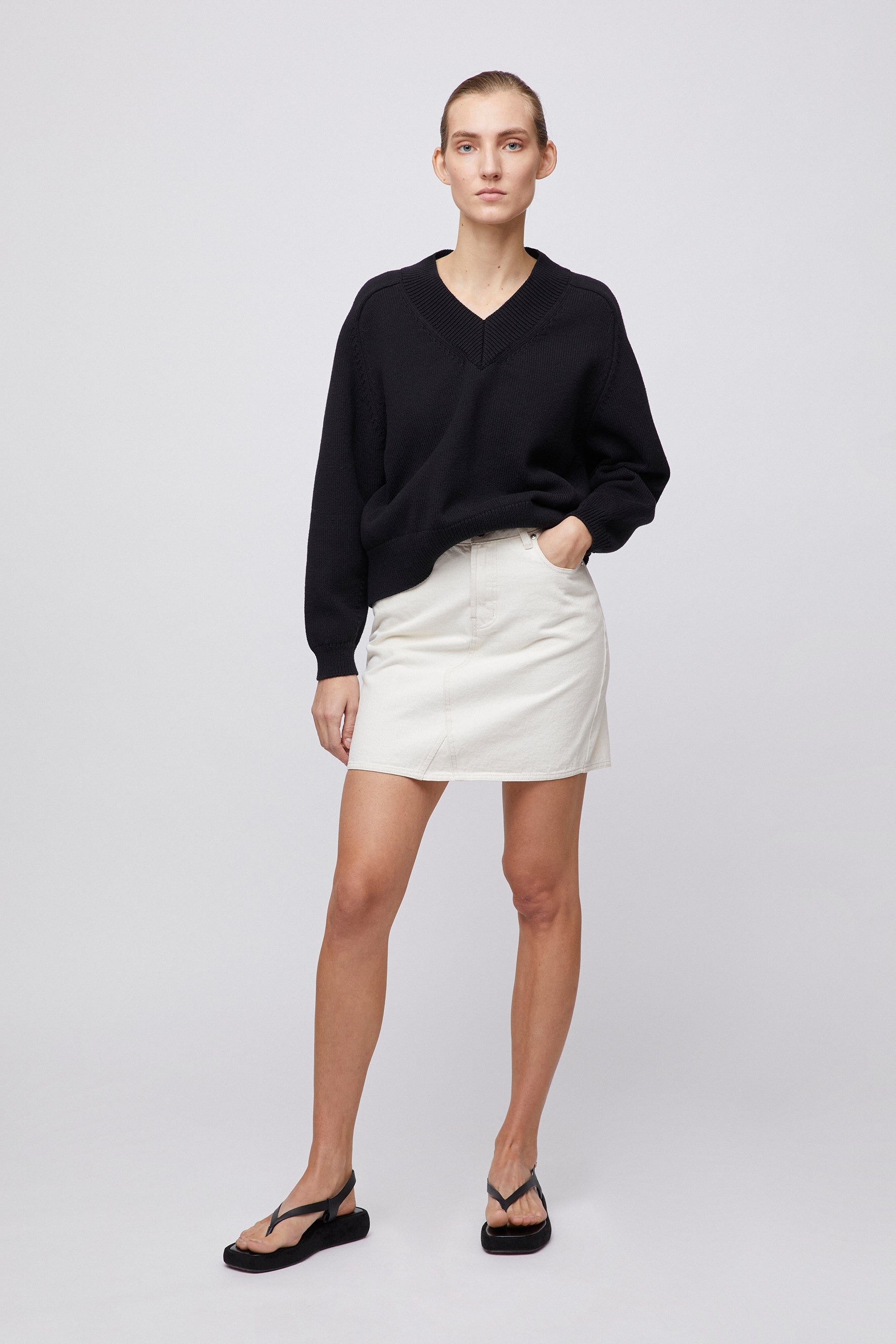 Salt Denim Skirt Ecru