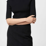 Turtleneck Knit Tee Jet Black