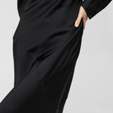 Longsleeve Bias Cut Slip Dress Jet Black