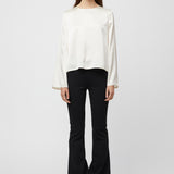 Anouk Simple Long Sleeve Silk Blouse Winter Cream
