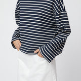 Breton Boatneck Longsleeve Navy Cream Stripe