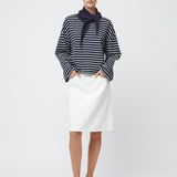 Breton Boatneck Longsleeve Navy Cream Stripe