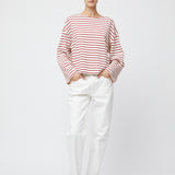 Breton Boatneck Longsleeve Cream Navy Stripe