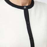 Classic Merino Cardigan Cream Black