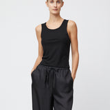 Riviera Ribbed Tank Jet Black