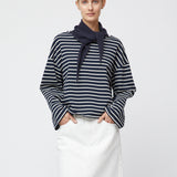Breton Boatneck Longsleeve Navy Cream Stripe