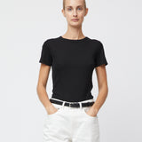 Ribbed Cap Sleeve Tee Jet Black