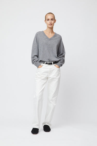 Cashmere V-Neck Sweater Grey Melange – Fall Winter Spring Summer