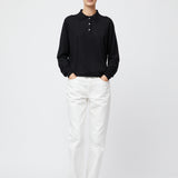 Silk Cashmere Polo Sweater Jet Black
