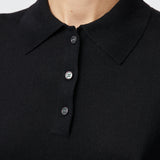 Silk Cashmere Polo Sweater Jet Black