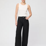 Linen Relaxed Wide Leg Trousers Jet Black