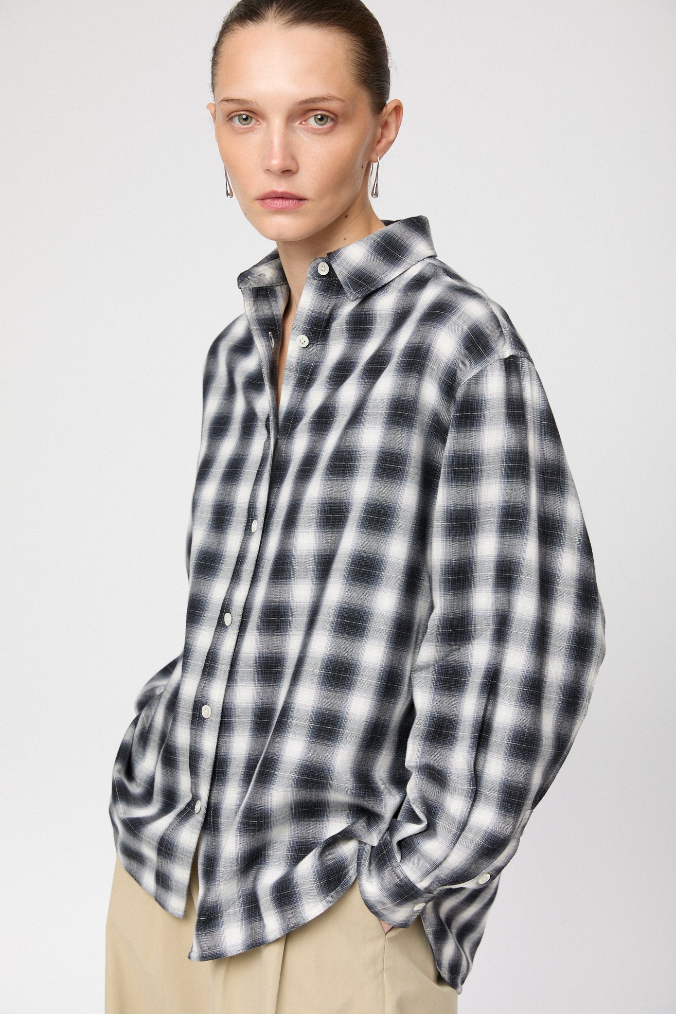 Poplin Workwear Shirt Black White Shadow Check – Fall Winter
