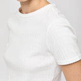 Pointelle Jersey Cap Sleeve Tee Bright White