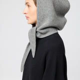 Tie Up Knitted Hood Stone