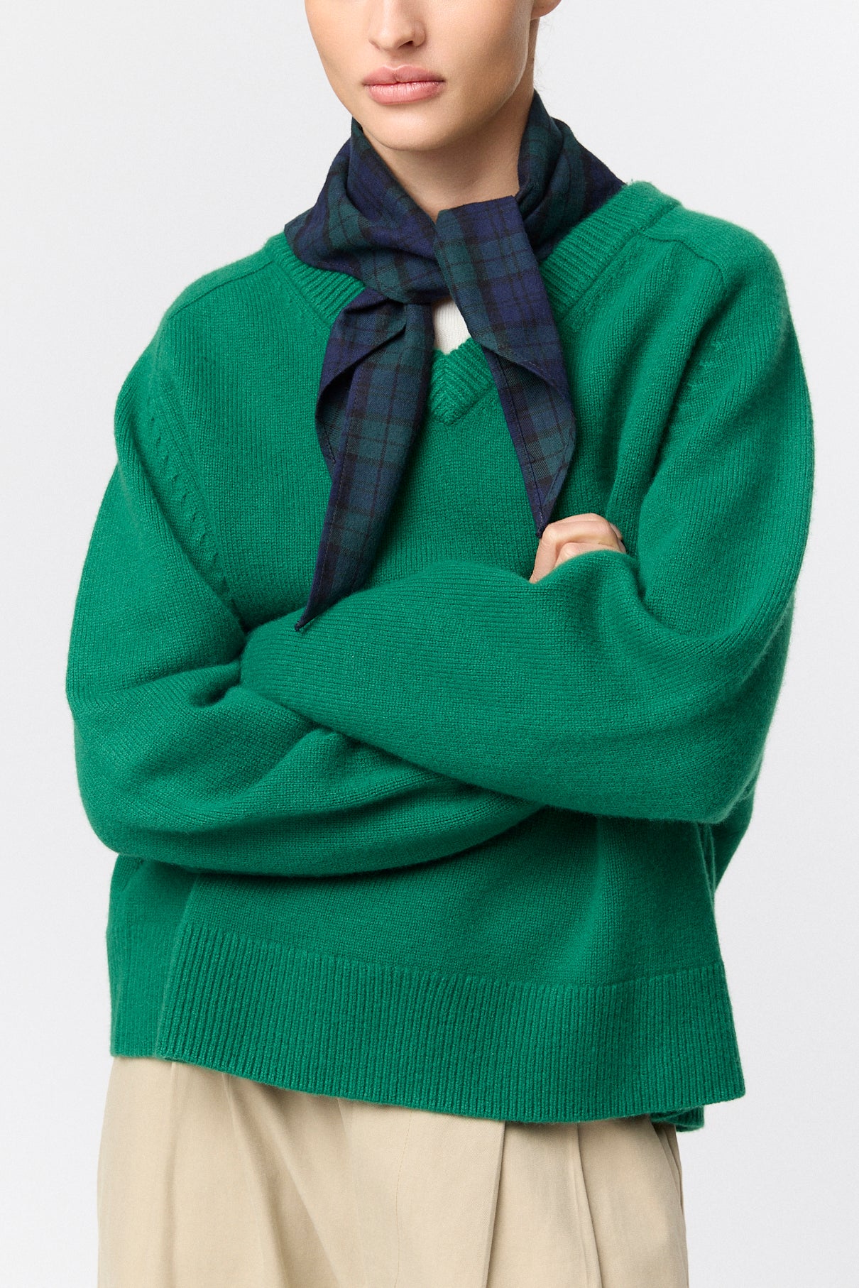 Flannel Poet Scarf Green Navy Check