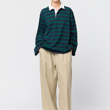 Rugby Top Green and Navy Stripe