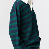 Rugby Top Green and Navy Stripe