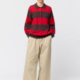 Estate Pique Sweater Bottle Green And Macadamia Stripe