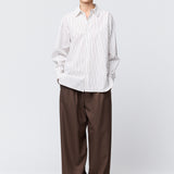 Coastal Shirt White and Caramel Pinstripe