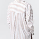 Coastal Shirt White and Caramel Pinstripe