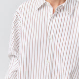 Coastal Shirt White and Caramel Pinstripe