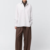 Coastal Shirt White and Caramel Pinstripe