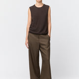 Tailored Wide Leg Trousers Dark Olive