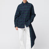 Flannel Workwear Shirt Green Navy Check