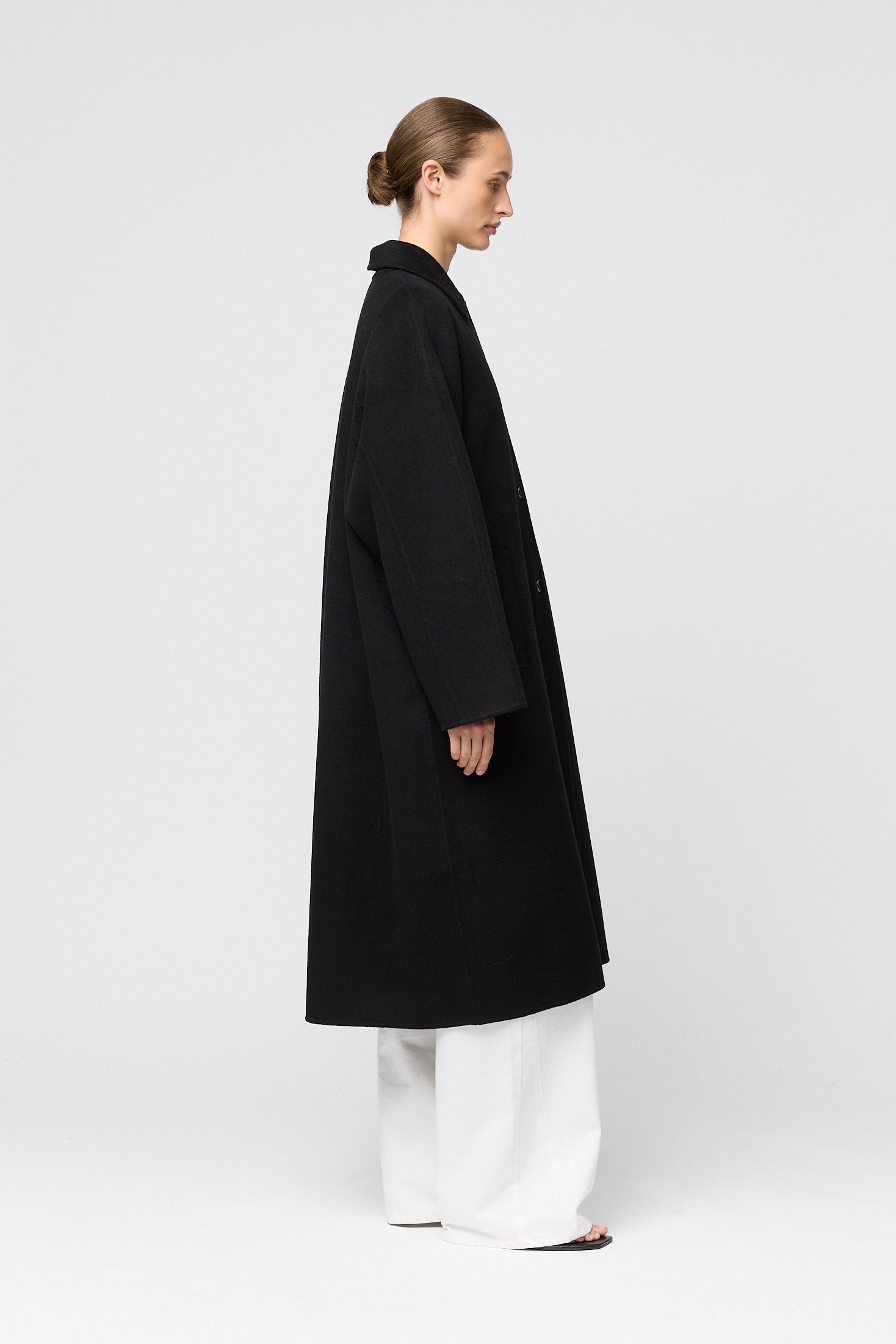 Doublé Wool Trench Jet Black