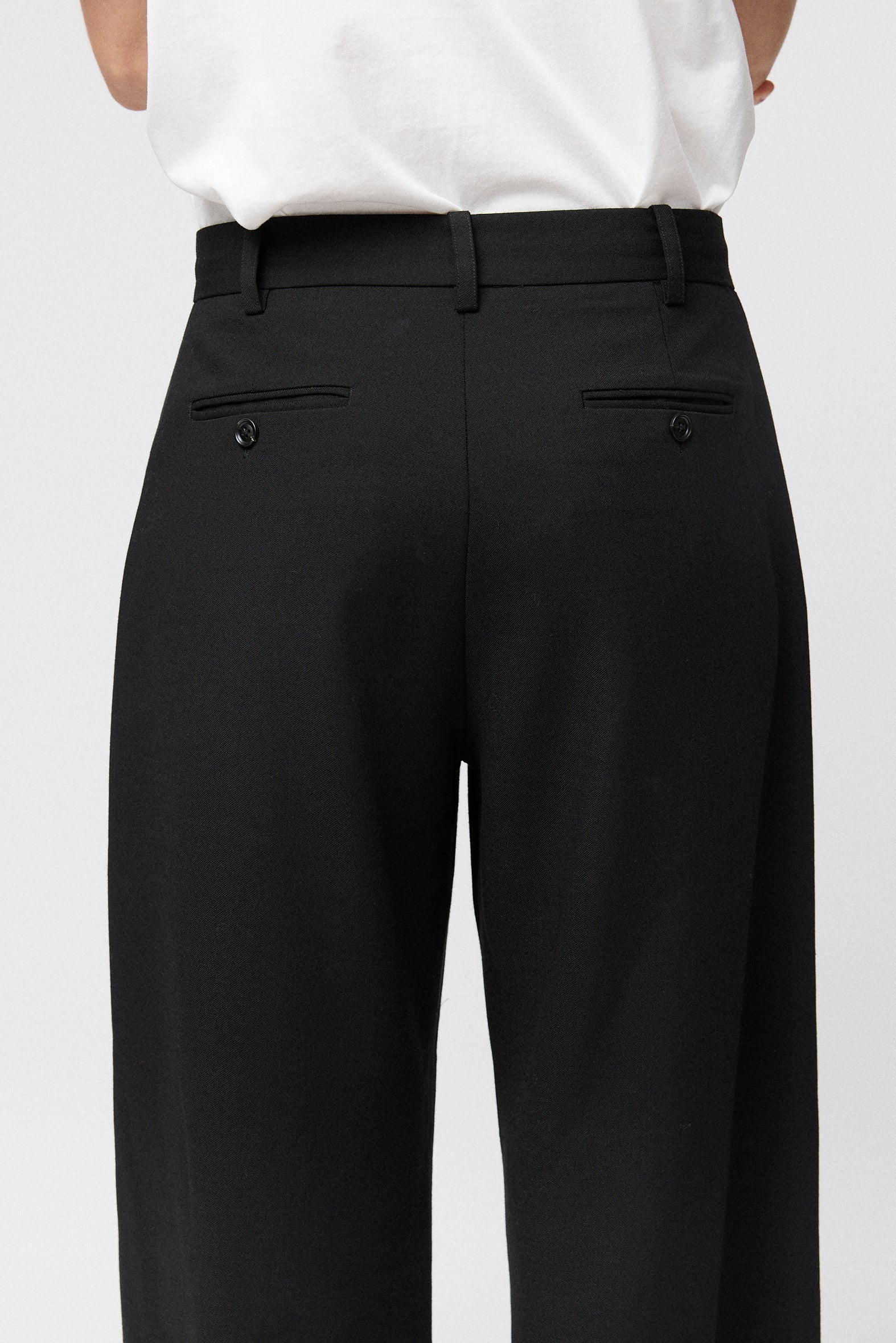 Tailored Wide Leg Trousers Jet Black
