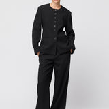 Tailored Round Neck Blazer Jet Black
